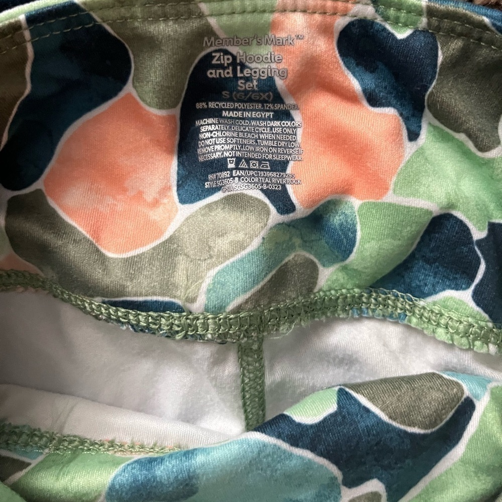 Member’s Mark Set, Girl’s SZ: 6-6X, Blue Hoodie & Multi-Color Leggings - Picture 4 of 5